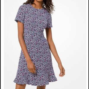MICHAEL MICHAEL KORS Flounced Heart-print Dress. NEW